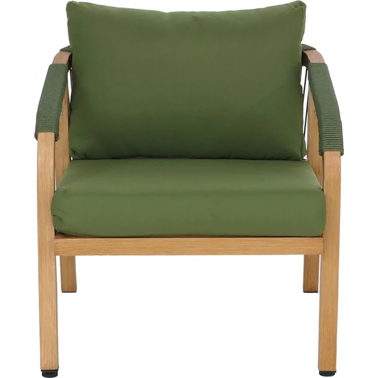 Aluminium Lounge-Set HWC-P82, Gartengarnitur Balkon-Set Stuhl Tisch, Stoff/Textil (220g/m²) ~ Holz-Optik olivgrün – Bild 8