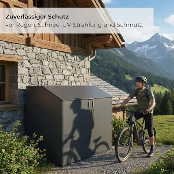 osoltus Fahrradgarage, Anthrazit RAL 7016, verzinktes Metall, abschließbar, 200 x 100 x 150 cm, Fahrradbox bis 4 Fahrräder – Bild 6