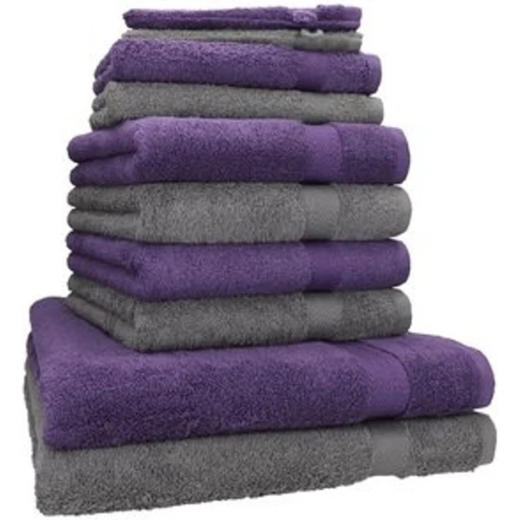 Betz Handtuch Set 10-tlg. Handtuch-Set Premium Farbe Lila & Anthrazit, 100% Baumwolle (Set, 10-St) – Bild 6