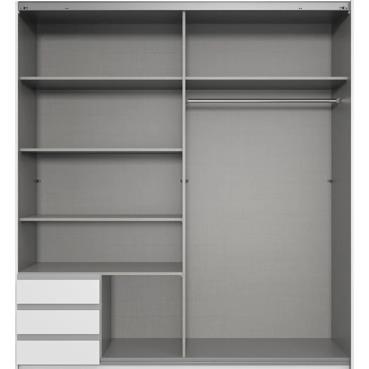 Schwebetürenschrank >Emden< 3 Schübe, GRAPHIT + SAHARAGRAU - 179x198x65cm (BxHxT) – Bild 3