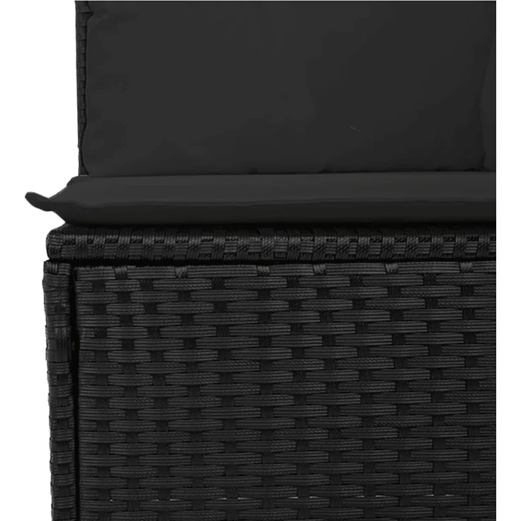 vidaXL Gartensofa mit Kissen 2-Sitzer Schwarz Poly Rattan 365986 – Bild 6
