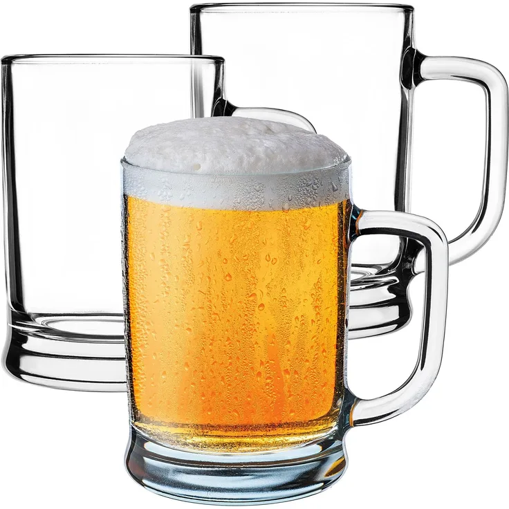 KADAX Bierkrüge 0,5 Liter, 2er Set, Biergläser mit Henkel, großer Bierkrug aus dickwandigem Glas, Bierglas im klassischen Design, stabiler Glaskrug für Bier