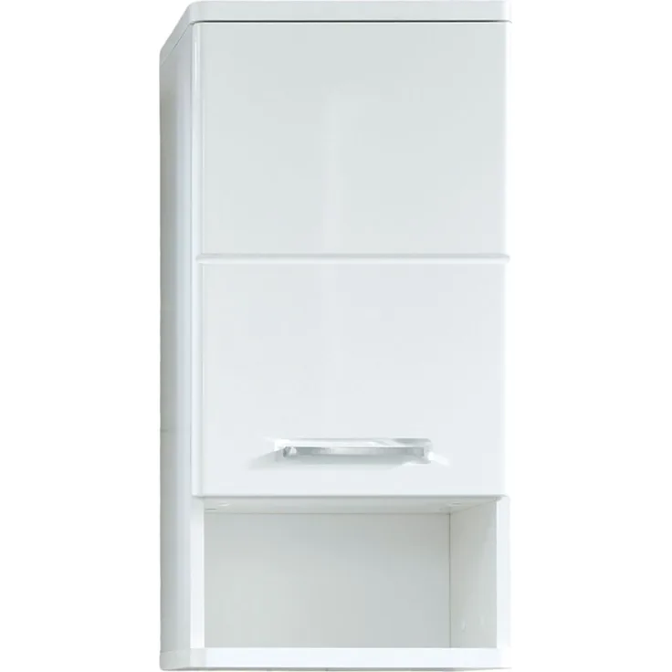 trendteam smart living Badezimmer Hängeschrank Wandschrank Monte, 37 x 76 x 28 cm Front: Weiß Hochglanz, Korpus: Weiß Melamin mit viel Stauraum