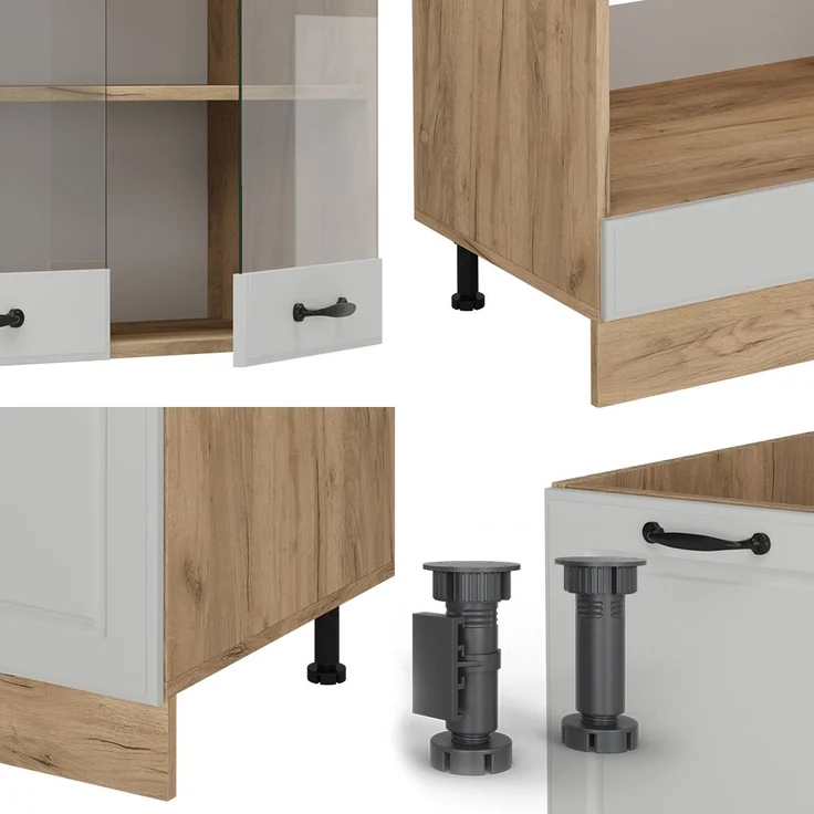 Eckküche R-Line Weiß Landhaus/Goldkraft Eiche 287 x 60 cm , AP Eiche Vicco – Bild 5