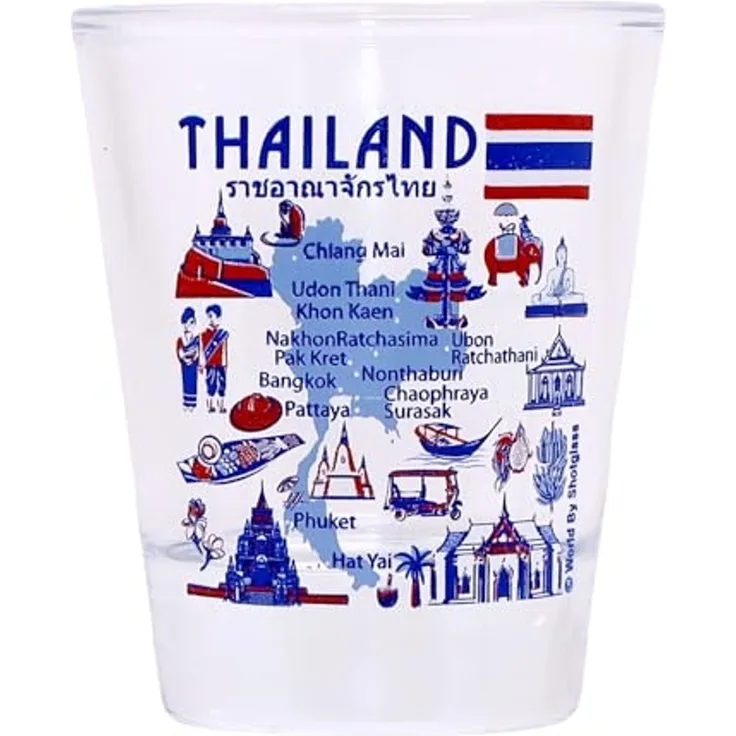 Thaïlande monuments et icônes Collage Verre à Shot