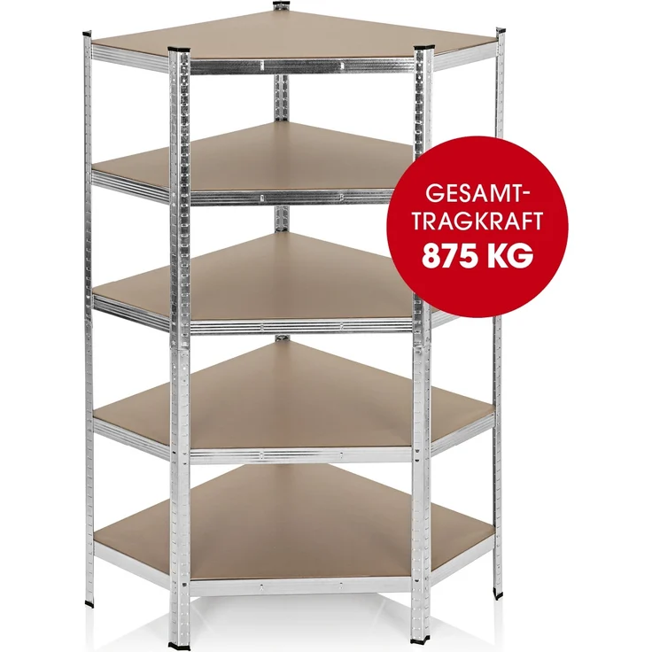 EASYmaxx Schwerlastregal Eckregal 180x90x40 cm, 1-tlg, 875 kg Traglast, 175 kg pro Ebene, Regal und Werkbank – Bild 1
