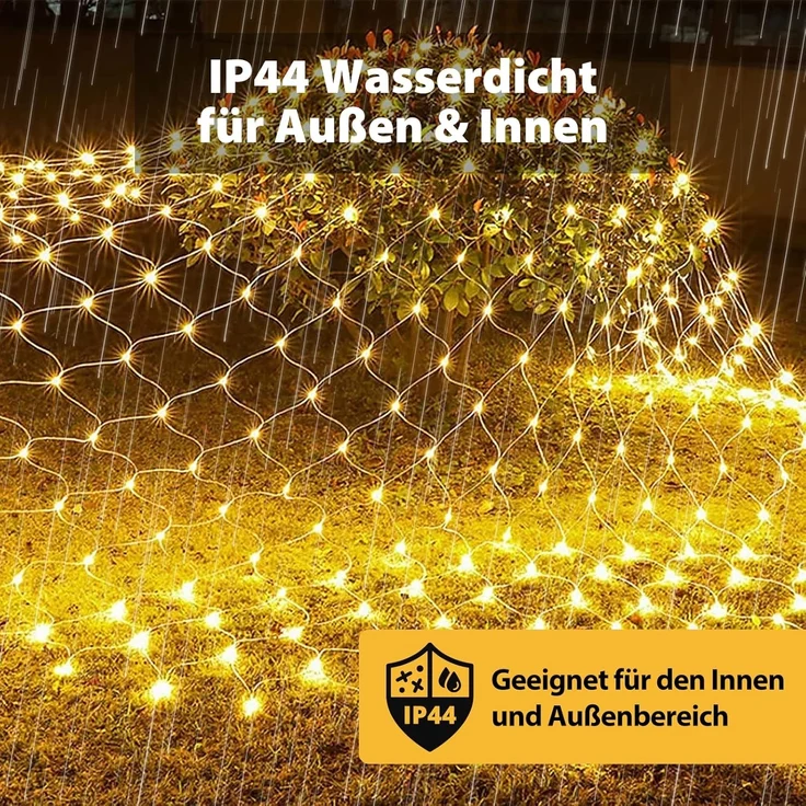 SALCAR 2x3 m Anti-Rost LED Lichternetz Außen, Buchsbaum Lichterkette Netz Outdoor, Lichtervorhang Innen Strom mit 9 Modi und Speicherfunktion, Warmweiß – Bild 3