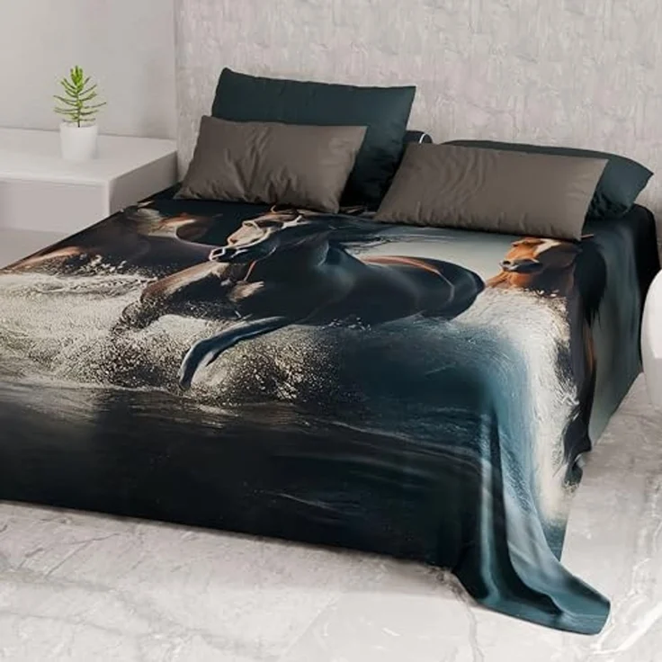 PETTI Artigiani Italiani - Tagesdecke für französisches Bett, leichte Decke für französisches Bett, Horses 100% Made in Italy – Bild 4