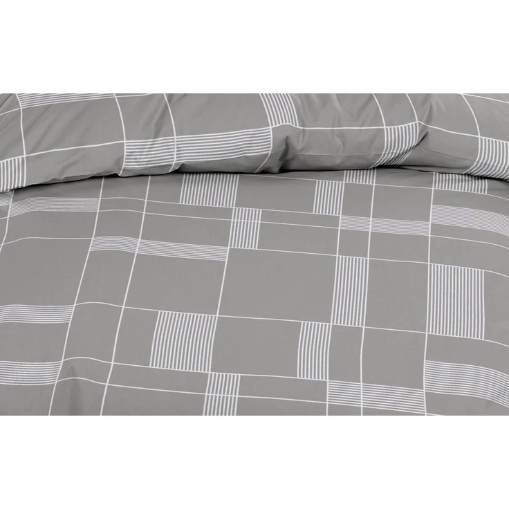 Casa Colori Bettwäsche Biber 135x200 cm mit Reißverschluss 100% Baumwolle, Biber, 2 teilig, Grau mit Streifen – Bild 3
