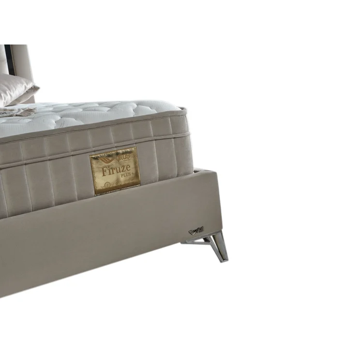 Schlafzimmer-Set "Tiva" – Bett mit Bettkasten und Matratze , Nachttisch, Bettbank-Beige – Bild 3