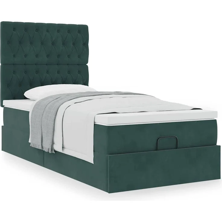 vidaXL Ottoman-Bett mit Matratzen Dunkelgrün 90x200 cm Samt 3313520 – Bild 12