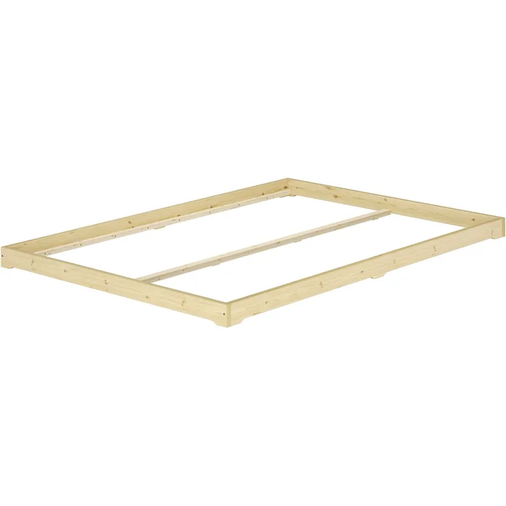 Erst-Holz Futonbett platzsparend extra niedriges Studentenbett 140x200 Fichte Tanne geölt, Rollrost inkl.