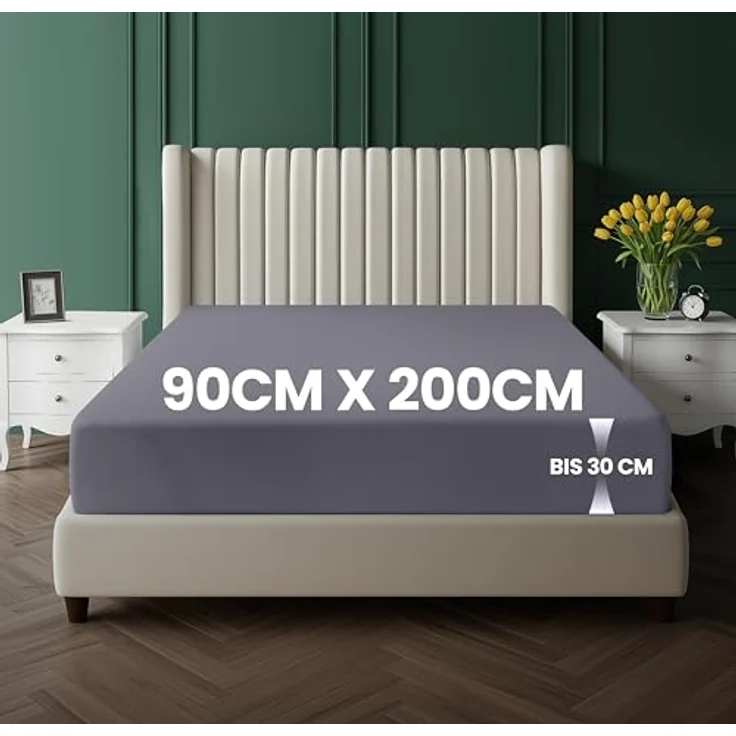Utopia Bedding - Spannbettlaken 90x200 cm Bis 30 cm - Grau - Oeko-Tex Zertifiziertes - Gebürstete Mikrofaser Spannbetttuch – Bild 3