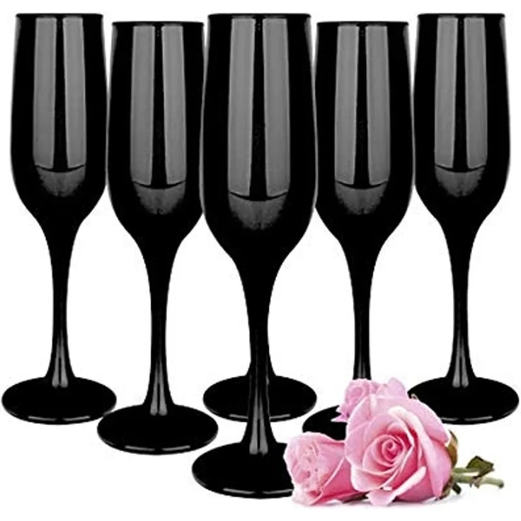 6 schwarze Sektgläser 200ml Sektkelche Champagner Prosecco Sektglas Proseccoglas