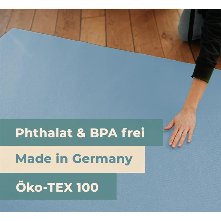 Krabbelmatte Sanosoft 60x100cm Hellblau | Öko-Tex und in Deutschland produziert - beidseitig rutschfeste Krabbelunterlage – Bild 3