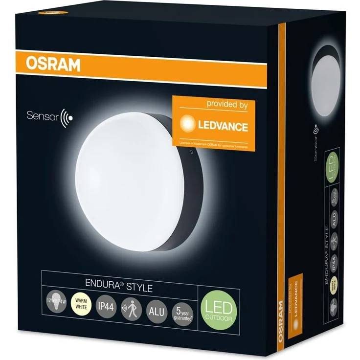 Osram LED Wand- und Deckenleuchte, Leuchte fuer Aussenanwendungen, warmweiss, Integrierter Tageslicht- und Bewegungssensor, Endura Style Ball Sensor – Bild 4