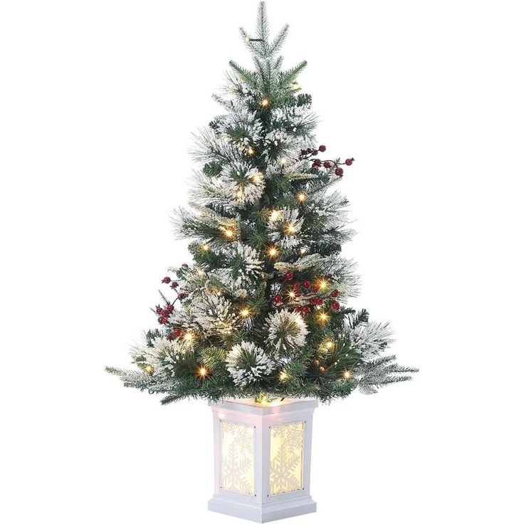 GarveeMore Künstlicher Weihnachtsbaum 90 cm Künstlicher Tannenbaum mit LED-Beleuchtung & roten Beeren – Bild 1