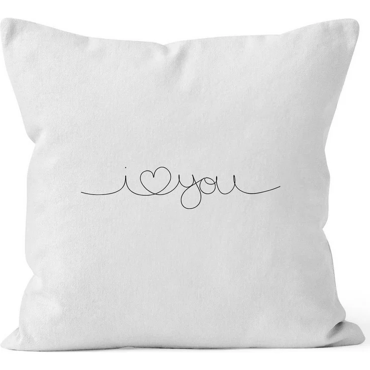 MoonWorks Dekokissen Kissen-Bezug I Love You Liebe Valentinstag Geschenk Kissen-Hülle Deko-Kissen Baumwolle MoonWorks® – Bild 1