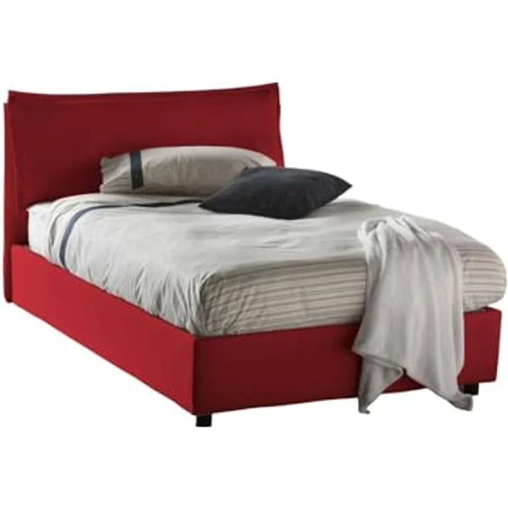 Talamo Italia - Doppelbett Claudia, Bettkasten mit Stoffbezug, 100 % Made in Italy, Öffnung vorne, geeignet für Matratzen 120 x 200 cm, Rot – Bild 3