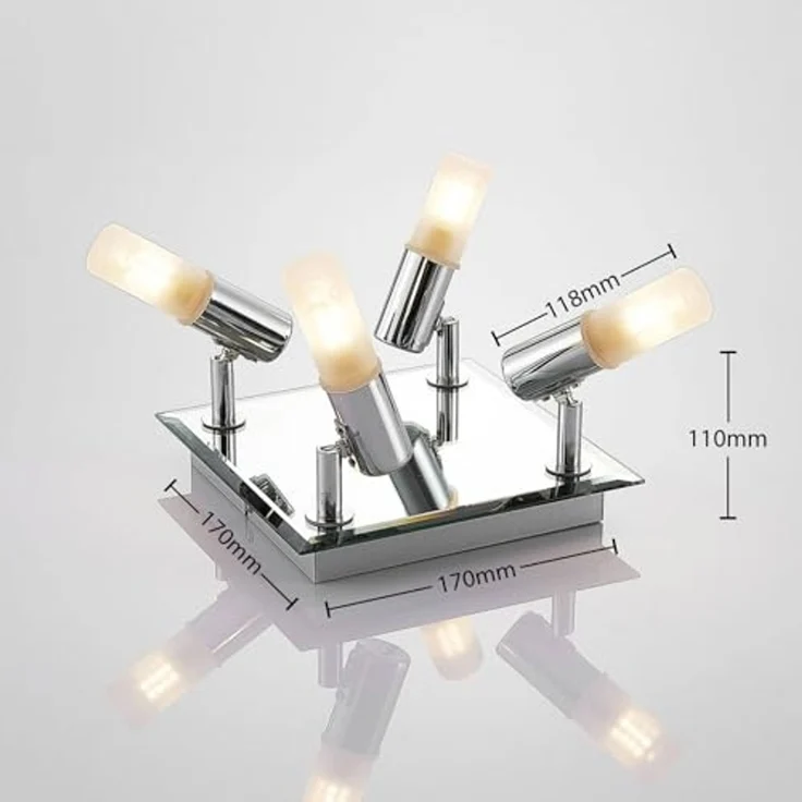 Lindby Deckenleuchten Zela, Metall, Chrom IP44, 4 x 8 W LED – Bild 5