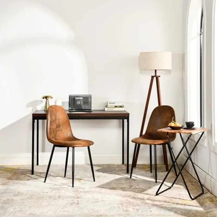 FurnitureR Schreibtisch 120x70 cm mit massiver MDF-Platte & Metallgestell - Homeoffice Bürotisch in Dunkelbraun