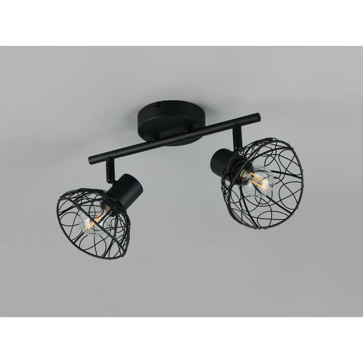 Deckenstrahler YAKO 2-flammig mit Drahtgeflecht Lampenschirmen, B: 39,5cm – Bild 6