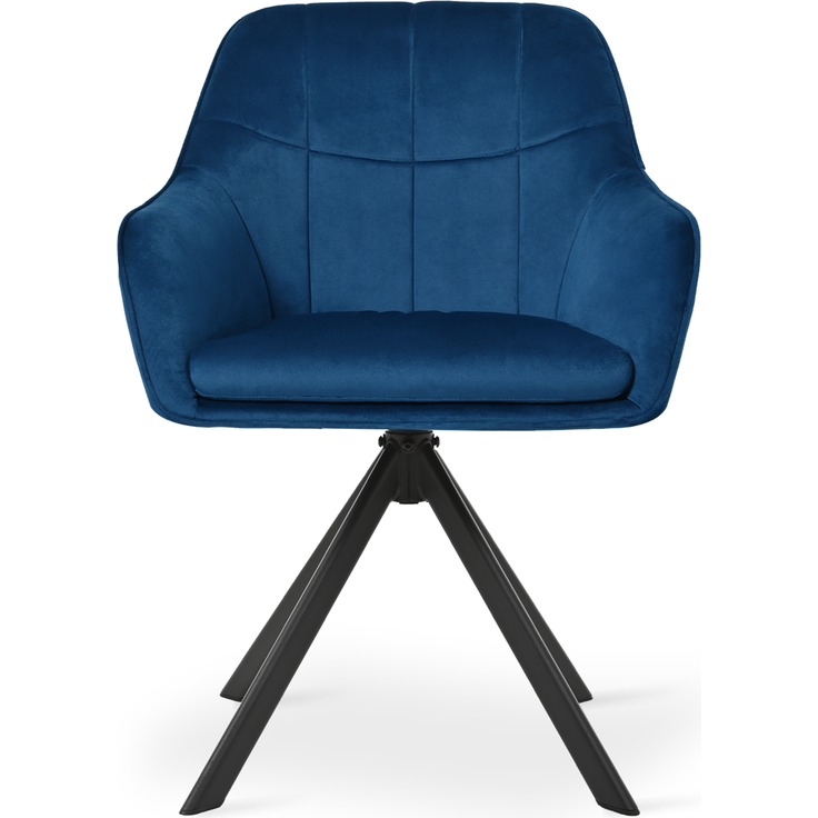GOEURVANT 1437 Esszimmerstühle 6er-Set mit Armlehnen, 360° Drehbar, Samt - Preußischblau – Bild 3