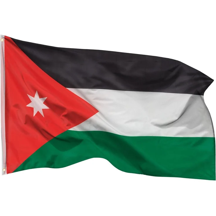 PHENO FLAGS Jordanien Flagge 90x150 cm – Wetterfeste Nationalflagge aus Polyester mit Doppelnaht & Metallösen