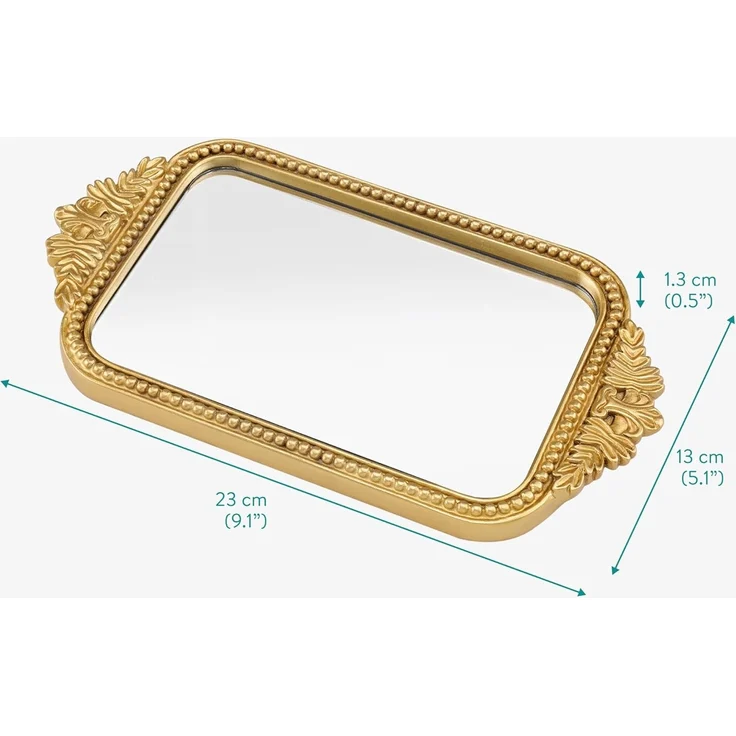 Navaris Organizer Antikes Gold Tablett - Eleganter Parfum Organizer - Gold Deko (1 St) – Bild 5