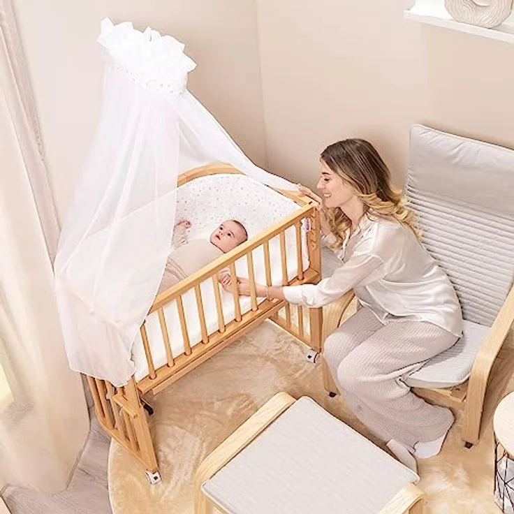 babybay Himmel Waffelpiqué mit Band passend für alle Modelle bis 96 cm Länge, apricot rosé – Bild 7