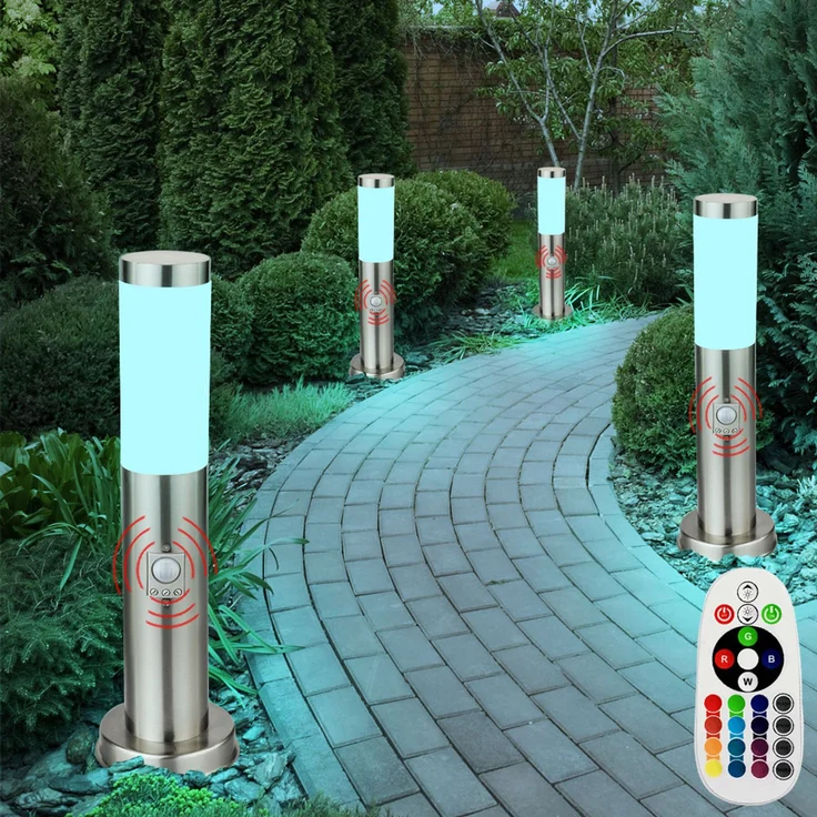 4er RGB LED Wegelampe, Bewegungsmelder, IP44, H 45cm – Bild 6