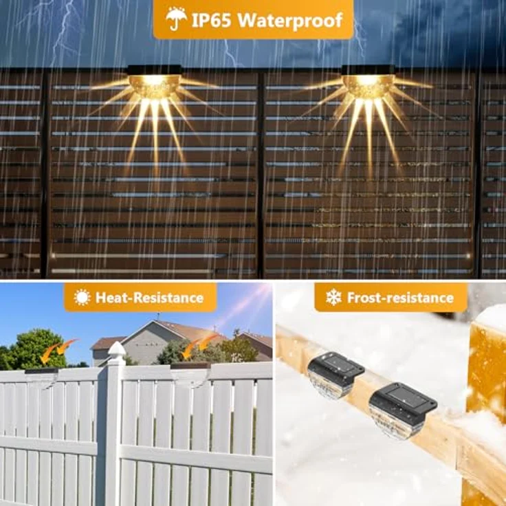 Auting Solarlampen für Außen, 4 Stück Wegbeleuchtung 2 Modi LED Warmweiß/Farbwechselnde Beleuchtung ,Wasserdichte Solar Lampe für die Garten Dekoration,Treppe,Gartenwege, Schwarz – Bild 4