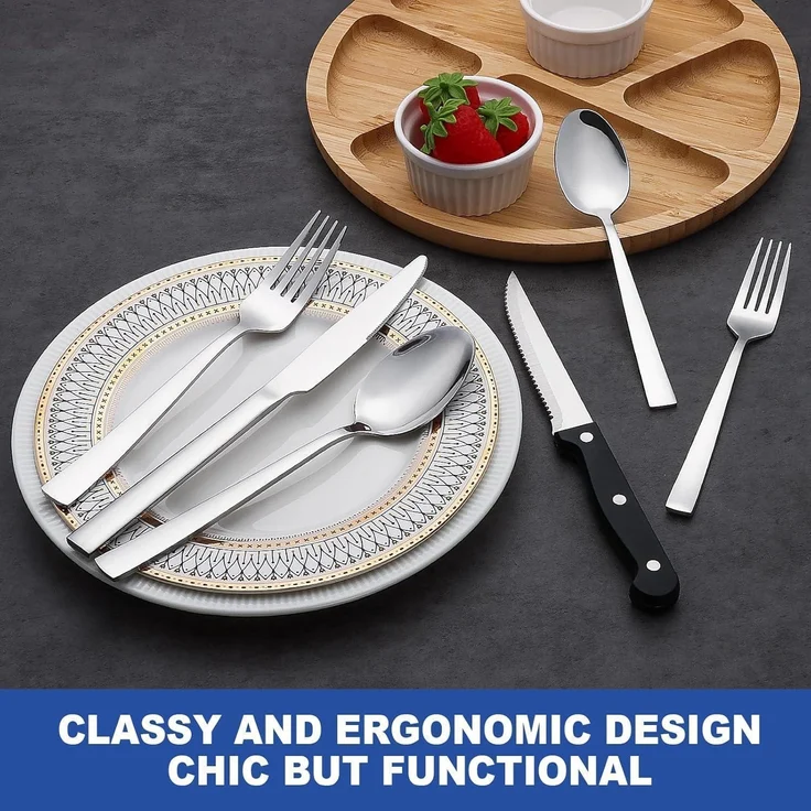 Premium Edelstahl Besteck Set 36-teilig für 6 Personen Wildone hochglanzpoliert – Bild 6