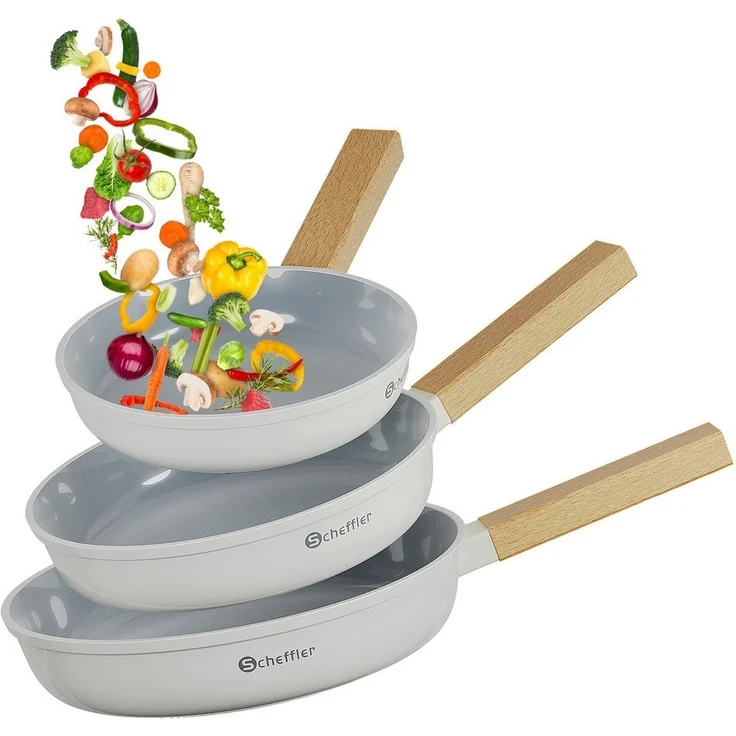 Scheffler Pfannen-Set Pfanne Ø20/24/28 cm Bratpfanne Antihaftbeschichtung Pfanne Induktion, Aluminium (Pfannenset, 3-tlg), Indukion – Bild 1