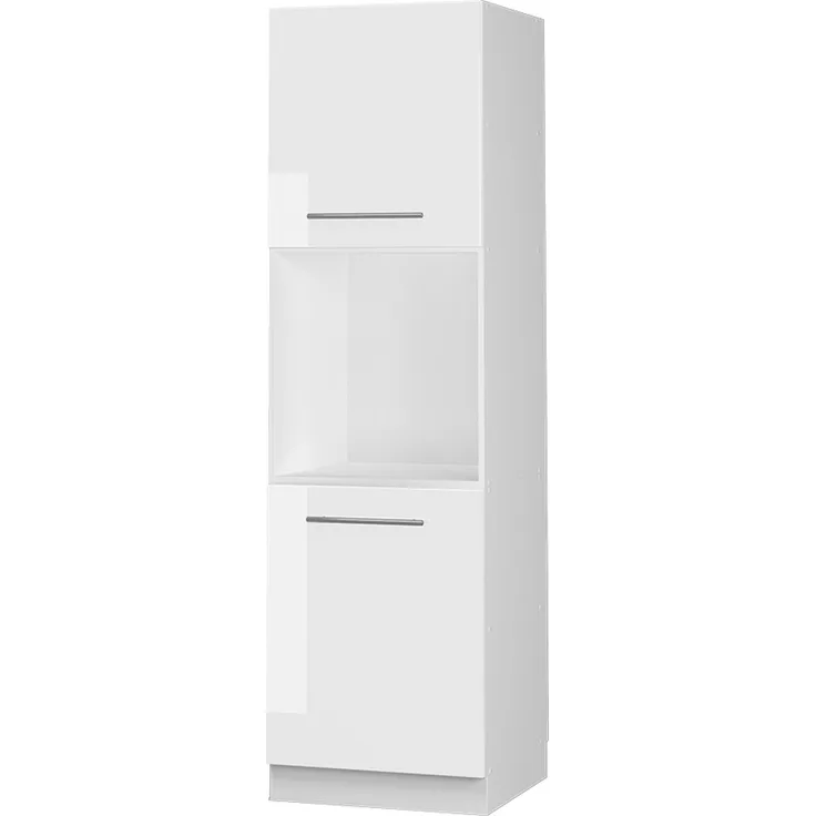 Herdumbauschrank Fame-Line Weiß Hochglanz 60 cm mit offenem Regal Vicco