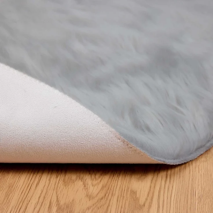 vidaXL Kunstschaffell Teppich Tafalla Grau Ø 200 cm Polyester 42021539 – Bild 7