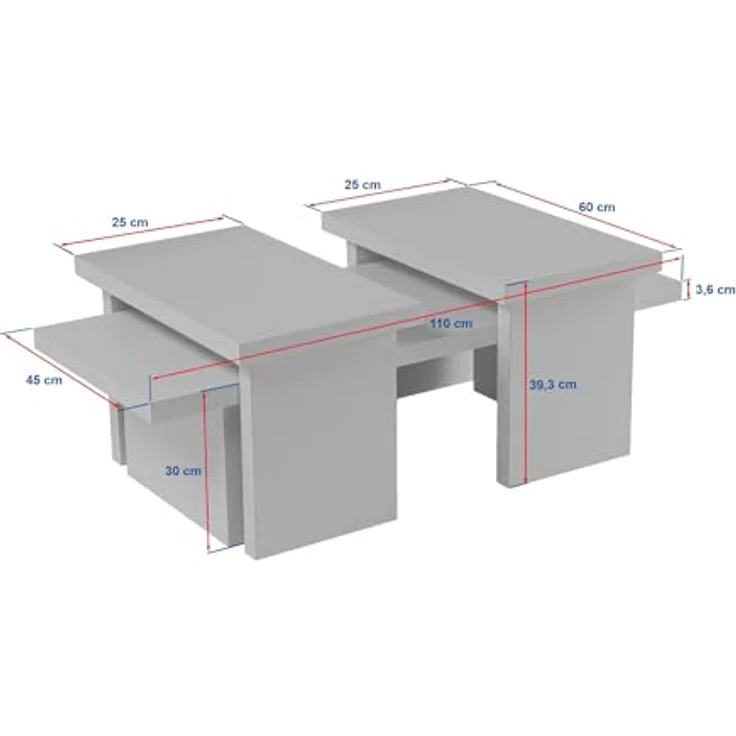 Moderner rustikaler Couchtisch, Atlantic Pine, 110 x 45 x 18 | aus 100% melaminbeschichteter Spanplatte, Stärke: 18 mm | perfekt für Homeoffice & Arbeitszimmer, elegantes & funktionales Design – Bild 3