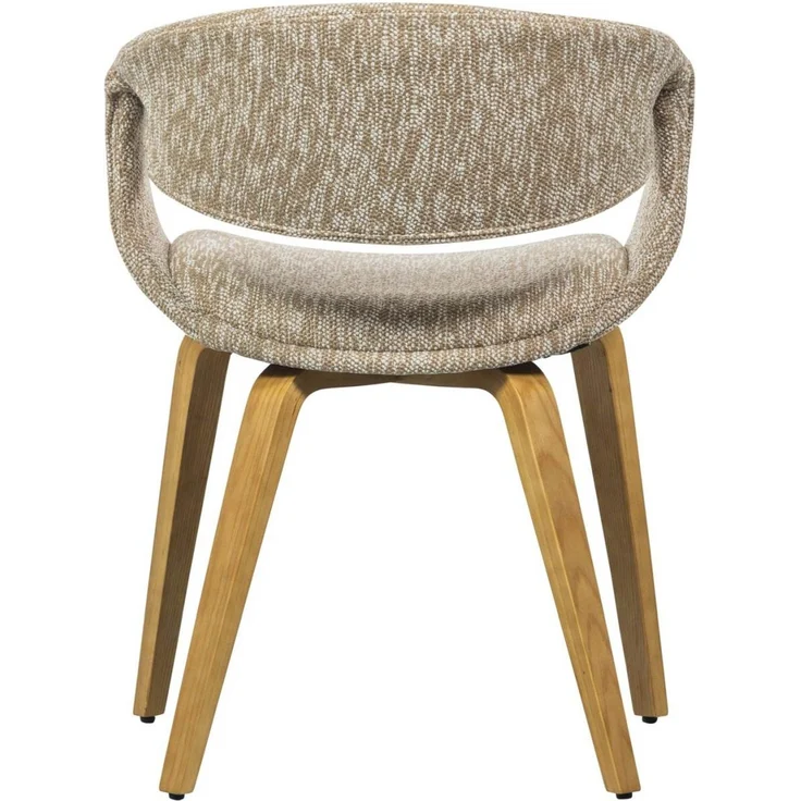 Esszimmerstuhl Yossi aus Webstoff, modernes Design, sandfarben mit Holzgestell, gepolstert – Bild 3