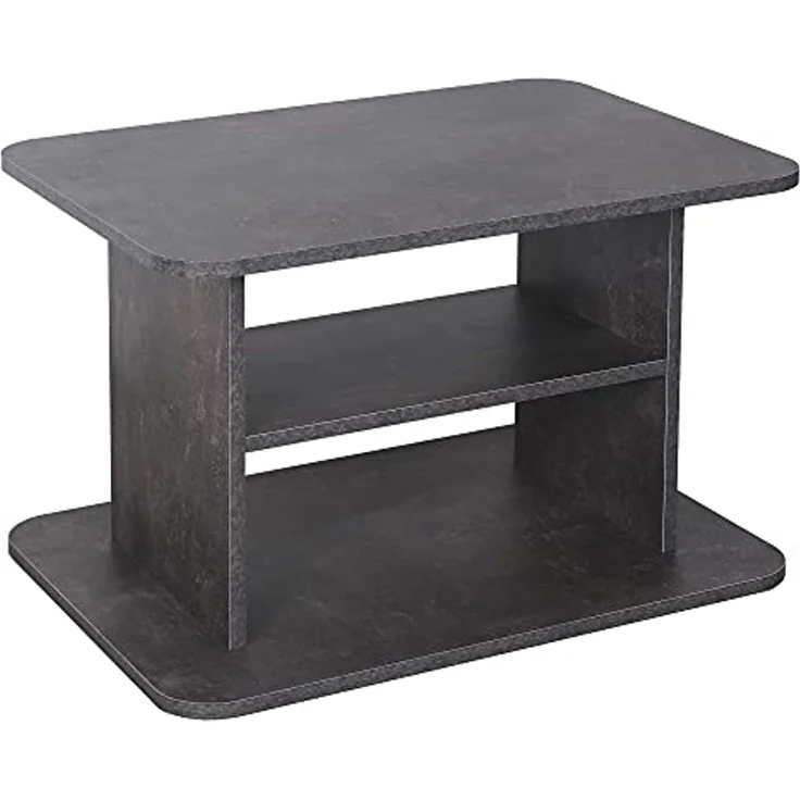RICOO Couchtisch mit Stauraum 69 x 50 x 45 cm, Couchtisch Holz, Wohnzimmertisch für Couch Betonoptik Grau – WM094-BG, Tisch Wohnzimmer Tisch, Sofatisch, Coffee Table, Couchtisch klein, Couch Tisch – Bild 3
