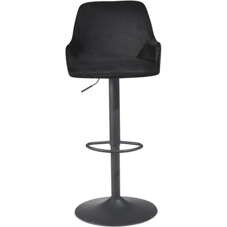 MID.YOU Barhocker, Schwarz, Textil, 360° drehbare Sitzfläche, 45x106x45 cm, Esszimmer Barmöbel – Bild 7