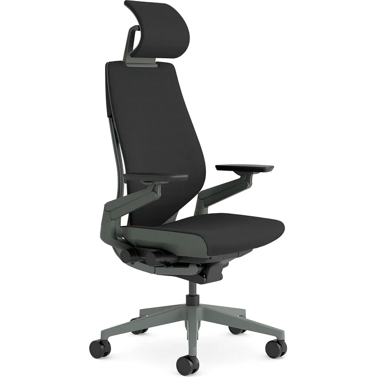 Steelcase Gesture Bürostuhl mit Bezug in Onyx Schwarz mit Kopfstütze, 66x62. 5x107 cm – Bild 1