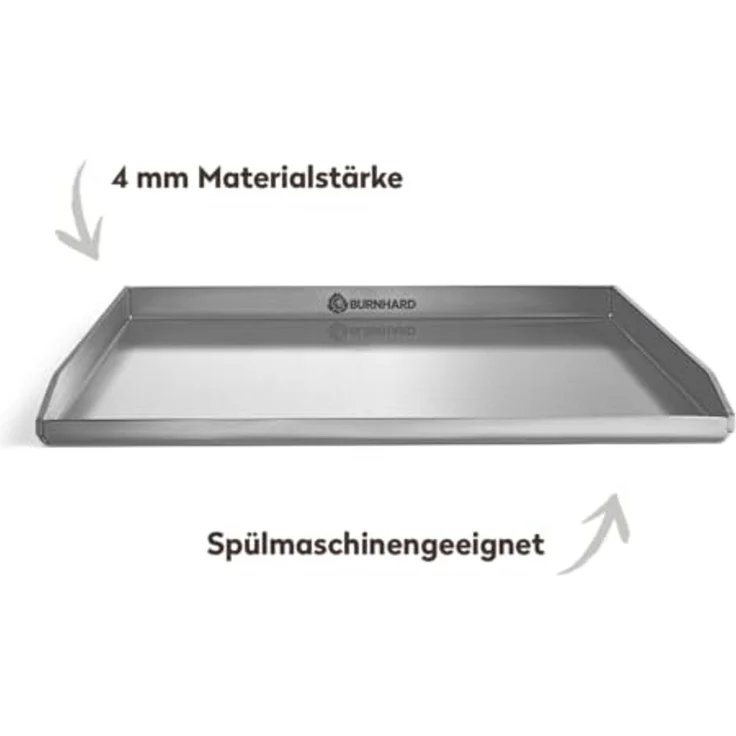 BURNHARD® Plancha Grillplatte Edelstahl für Gasgrill EARL Serie, spülmaschinenfest, Silber, 42,5 x 39,6 x 3 cm – Bild 4