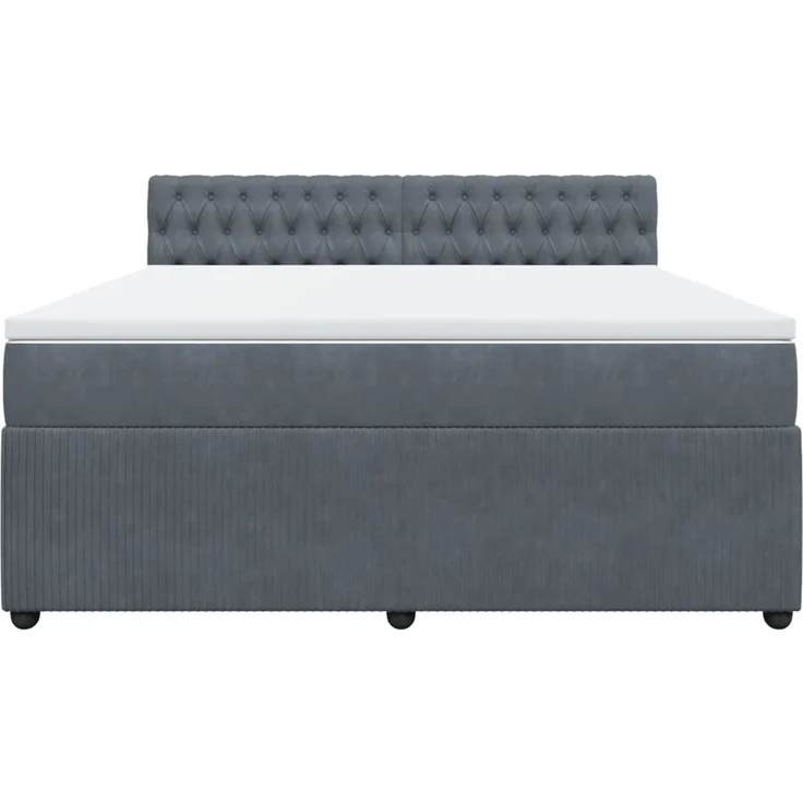 vidaXL Boxspringbett mit Matratze Dunkelgrau 180x200 cm Samt 3287813 – Bild 4