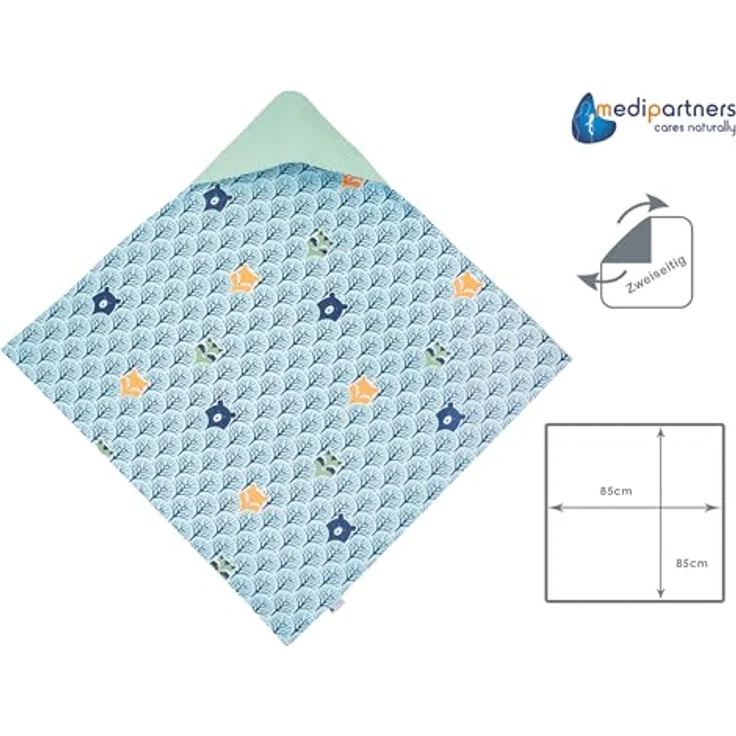 Medi Partners Einschlagdecke Baby Babyschale 100% Baumwolle für Sommer 85x85 cm Kinderwagen Kuscheldecke universal Baby Decke Einschlagdecken Babydecke Buggy Autositz (Wald mit Minzer Waffel) – Bild 6
