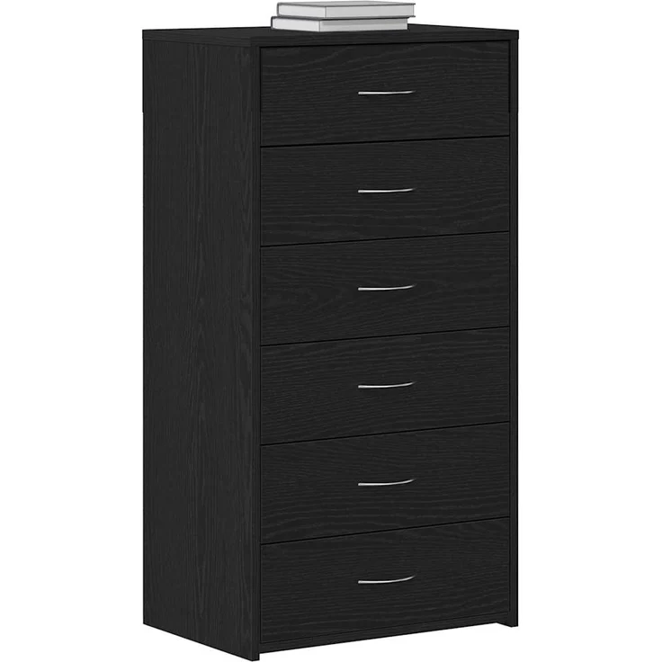 vidaXL Sideboard mit 6 Schubladen Schwarz Eichen-Optik 50x34x96 cm 862442 – Bild 3
