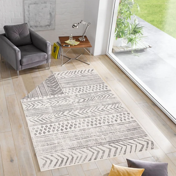 In- und Outdoor Wendeteppich Biri Grau Creme - 160 x 230 x 0 cm – Bild 4