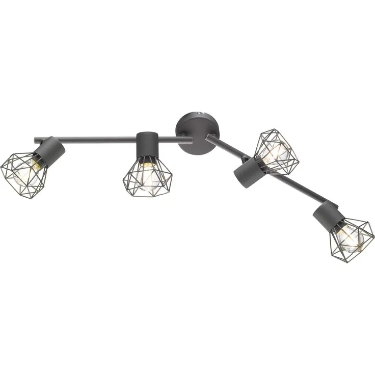 Fischer & Honsel 22266 Wand- und Deckenleuchte Ran grau matt, chrom 4-flammig