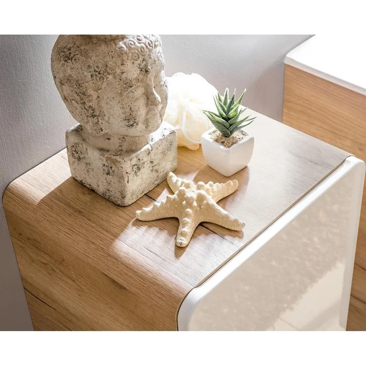 Badezimmer Möbel Set 5-teilig Hochglanz weiß inkl. 81 cm Keramikwaschtisch LUTON-56, B/H/T ca. 181/200/46 cm – Bild 8