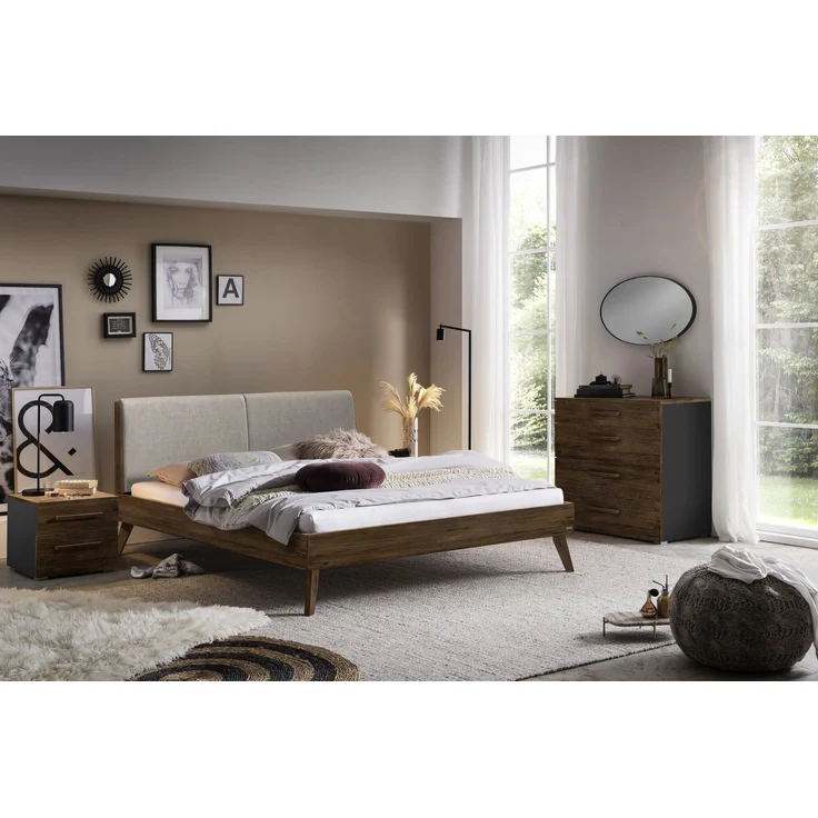Accessoires Nachttische braun Nussbaum Massivholz 50cm x 45cm x 41cm – Bild 2
