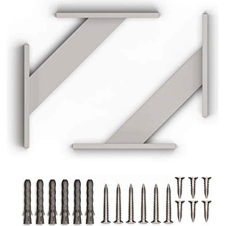 sossai® Wandregalhalter 2er Set FSHR Design Regalträger in Silber, 2-tlg. – Bild 6